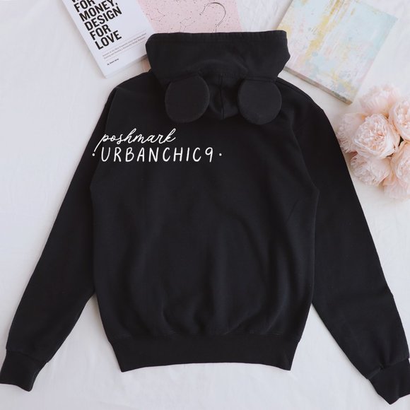 DISNEY Mickey Mouse Hoodie Sweatshirt w/ Ears Black size S - Picture 3 of 13